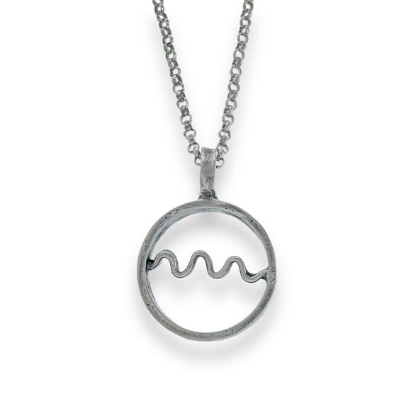 Circle Open Space Wave Pendant ONLY | Sterling Silver 925 - Picture 1 of 4